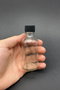 Hermia Juego de Botellas de Vidrio de 6 Piezas, 50 ml, Transparente y Negro